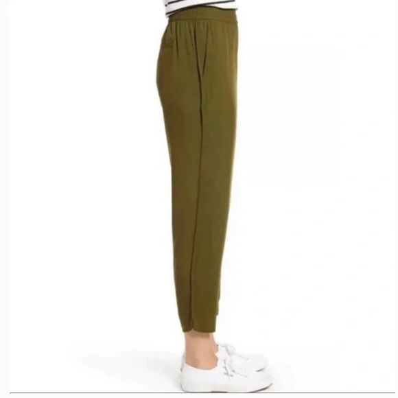 Madewell Dolphin Hem Track Trousers, Olive - Picture 2 of 6